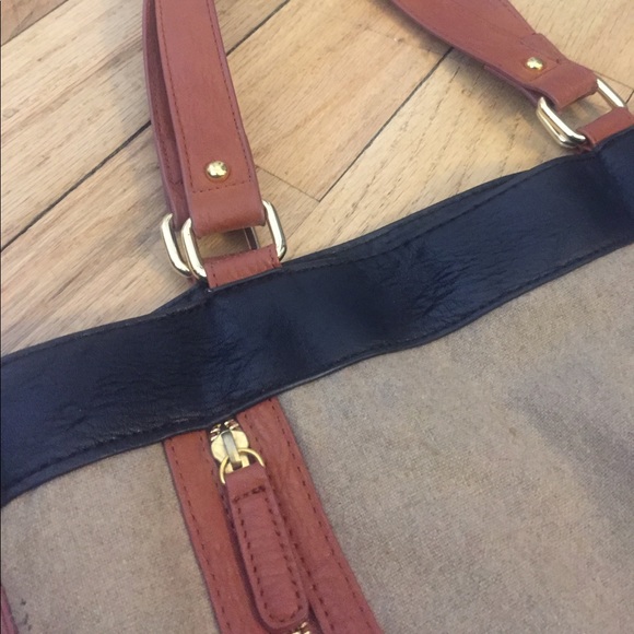 ⭐️MUST SELL ⭐️ Tan Cloth & Leather Tote Bag - Picture 3 of 3